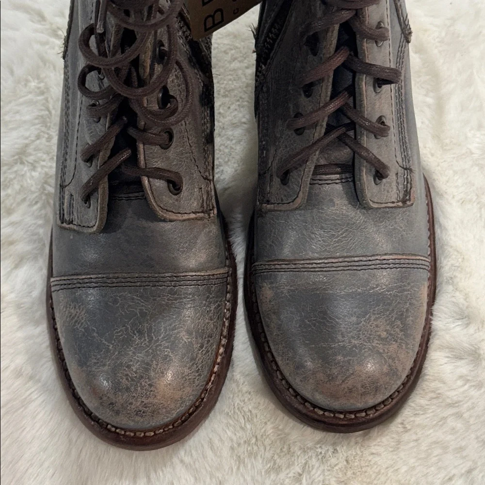BED|STU Distressed Gray Leather Heeled Boots - Picture 4 of 13